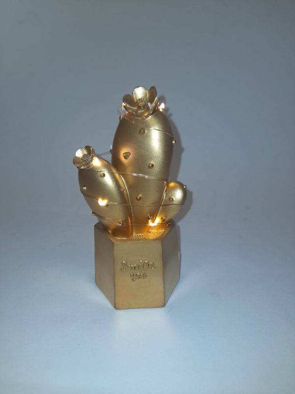 Cactus Gold Statue With Lights