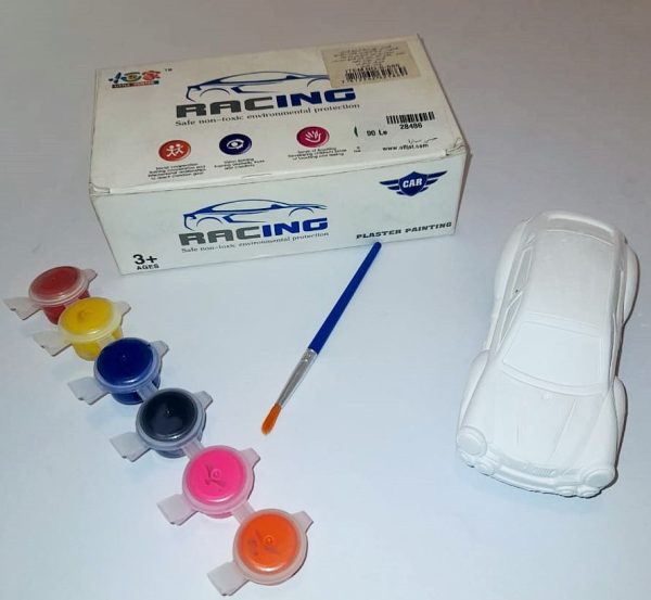 Plaster Painting Racing Car With 6 Colors And A Brush