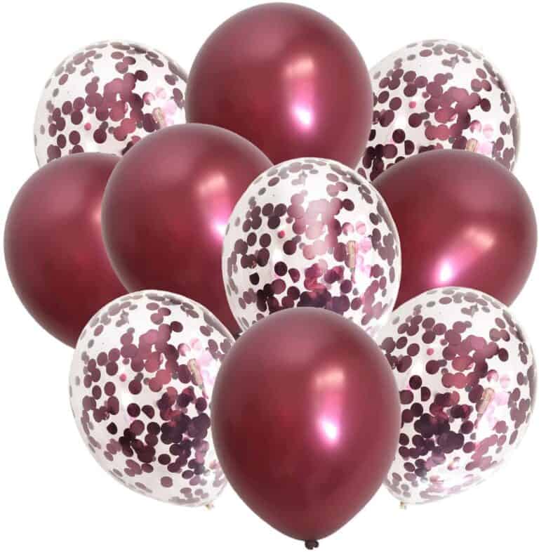 10 Confetti and Opaque Balloons (Burghandy)