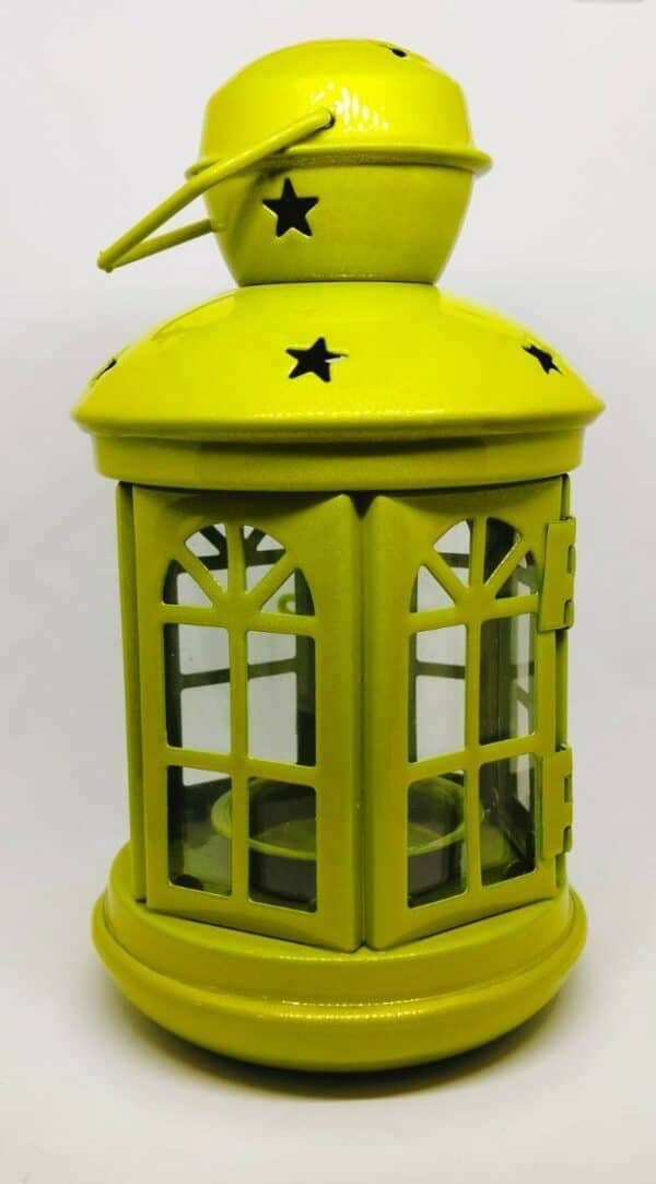 Ramadan Lantern Green Metal with Candle Light