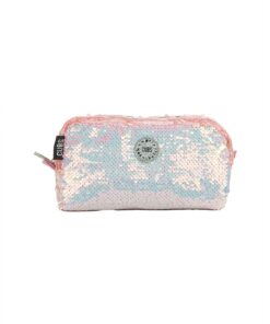 White/Peach Sequin Pencil Case