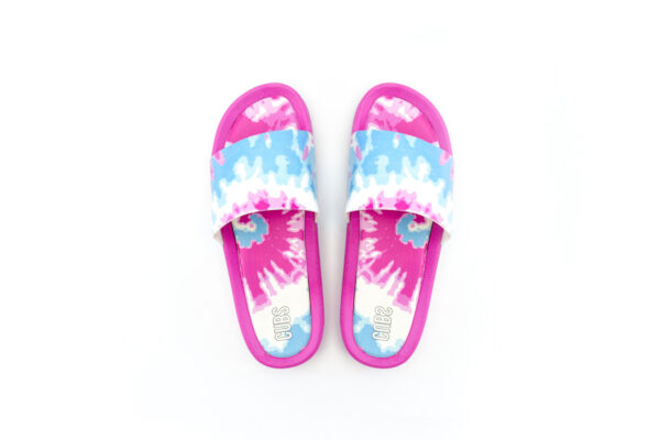 HUES OF BLUES AND SPLASHES OF PINK TIE DYE WOMEN SLIDE - Image 4