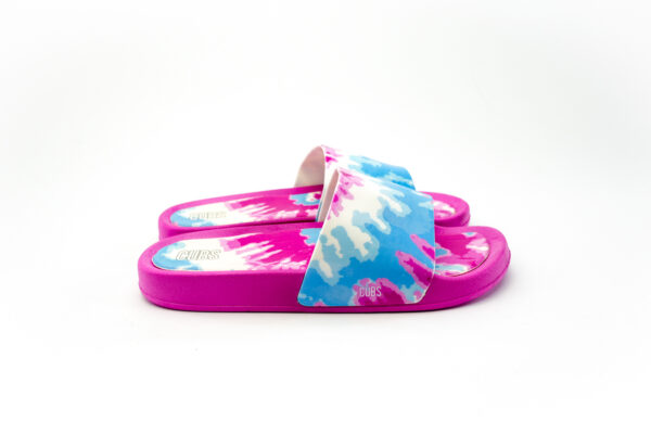 HUES OF BLUES AND SPLASHES OF PINK TIE DYE WOMEN SLIDE - Image 6