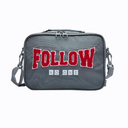 FOLLOW NO ONE Grey Cross Lunch Bag 1